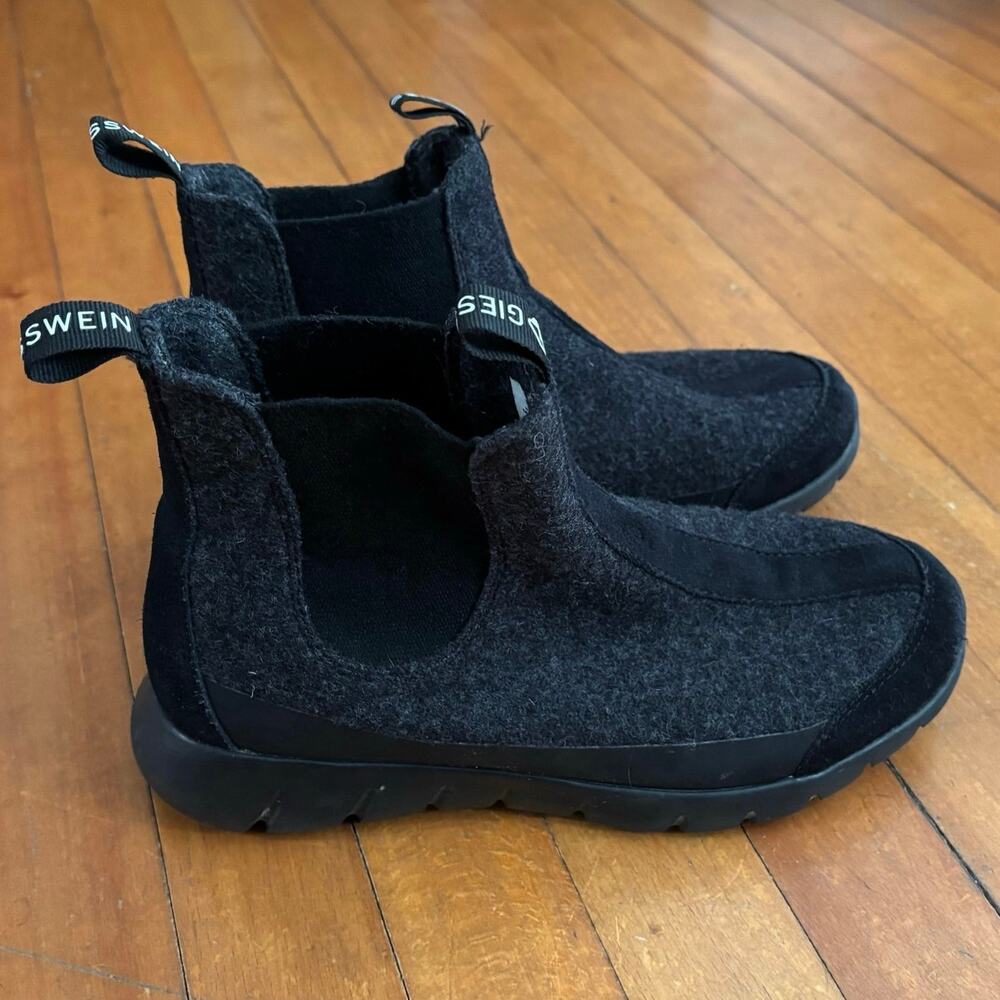 Giesswein Women’s Size 39 US 8 Pull On Merino Boots Booties Wool Black